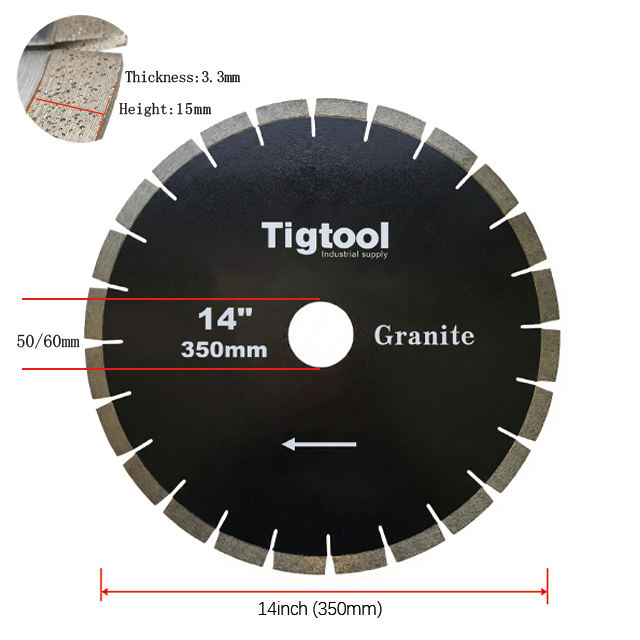14" 350mm Granite Cutting Saw Blade For Hard Stone Tiles Slabs Sharp & Wear-Resistant Segmented Long-Life Durable Performance