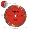 9" 230mm Diamond Saw Blade for Granite Stone Carving Grinding Thickness 2.9mm/2.8mm Long Life Wear Resistant Angle Grinder Disc