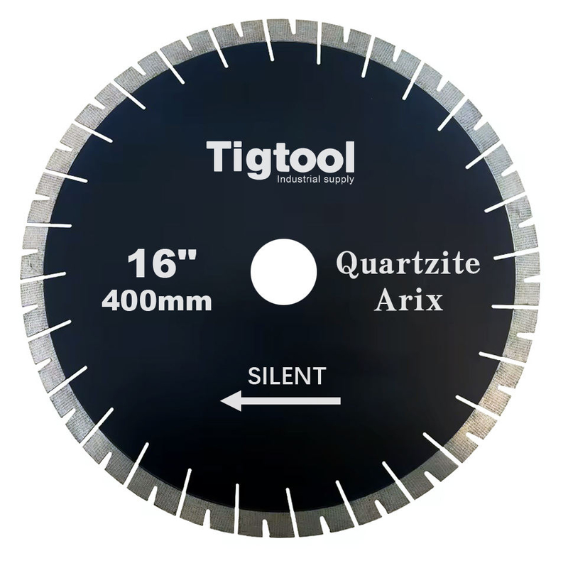 16" 400mm Quartzite Arix Silent Diamond Blade Height 25mm for Natural Taj Mahal and Sea Pearl Gaps Segments Sharp Specialized