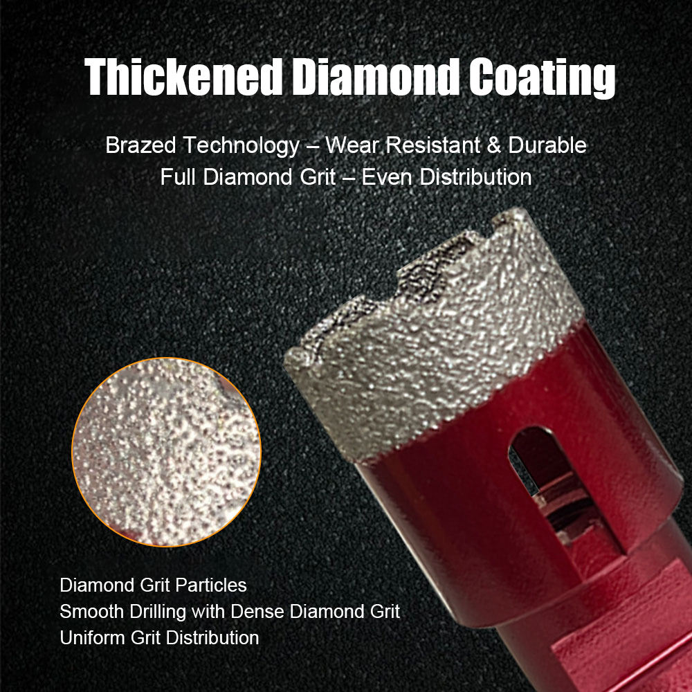 Vacuum Brazed Diamond Core Drill Bit Random Pattern for Concrete Masonry TigTool Ultra Sharp, Smooth, and Long Life