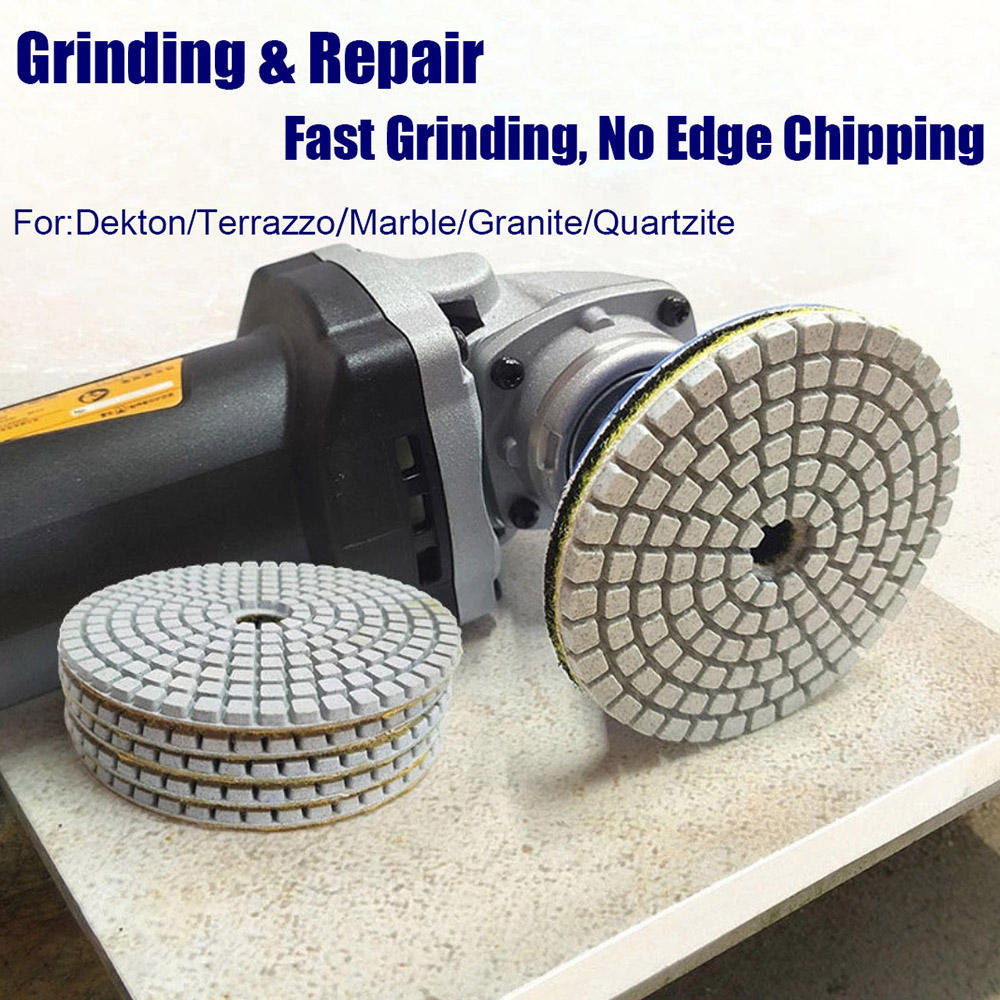 4" Wet Polishing Pad for Dekton Quartzite Marble Granite Sharp Fast Efficient for Stone Floor Polish Machine Angle Grinder