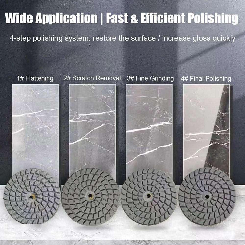 4" Dry Wet Polishing Pad for Dekton Quartzite Marble Granite Sharp Fast Efficient for Stone Floor Polish Machine Angle Grinder