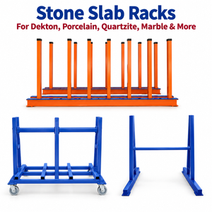 Heavy-Duty Stone Slab Storage Rack Frame for Dekton Porcelain Marble Granite Quartzite Large Panels Warehouse Transport Handling