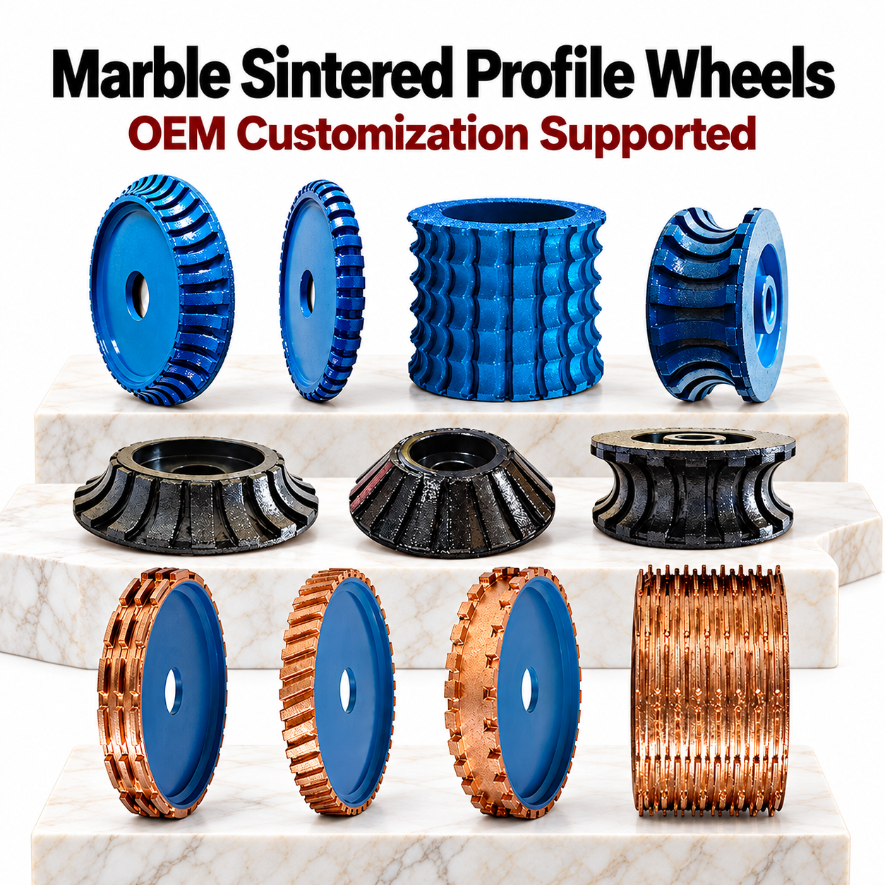 140-350mm Sintered for Marble Profiling Radius Shaping Beveling and Continuous Stone Processing Diamond Grinding Wheel